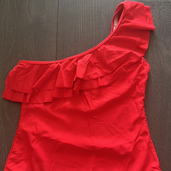 Red Ruffle One Piece Swimsuit - Picture 2 of 5